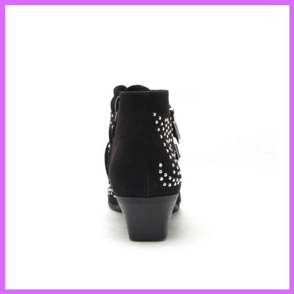 NWT Studded Low Cut Bootie with Belts (Black) - Picture 5 of 6